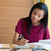 high school senior working on homework